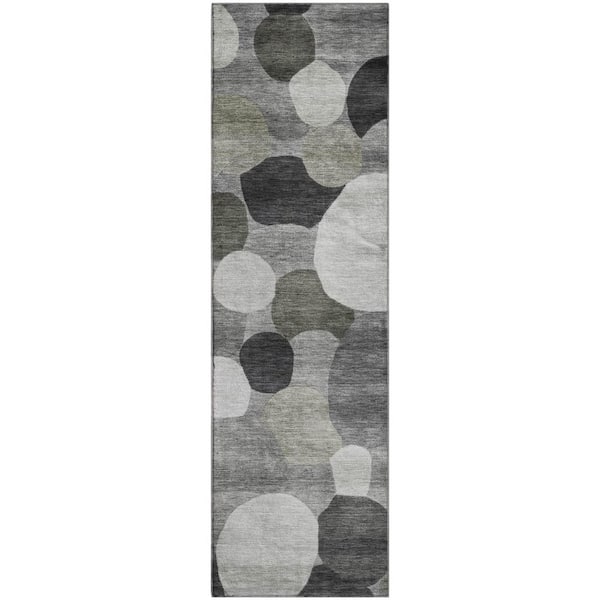 Mayfield Premium Machine Washable Abstract AMF2375 Gray 2 ft. x 7 ft. Runner Rug