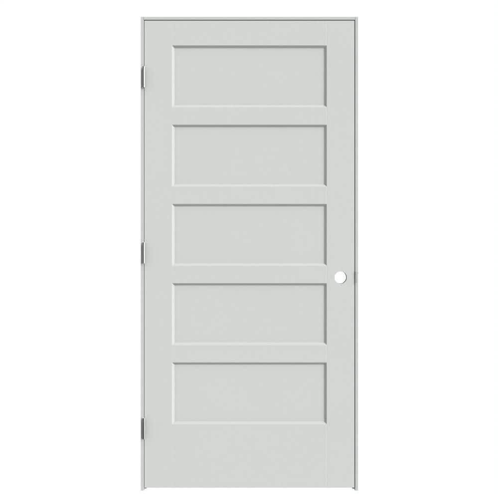 36 in. x 80 in. 5-Panel Bayshore Right-Hand Hollow Primed Molded Composite Single Prehung Interior Door w/ Flat Jamb price history on PriceWatchPro