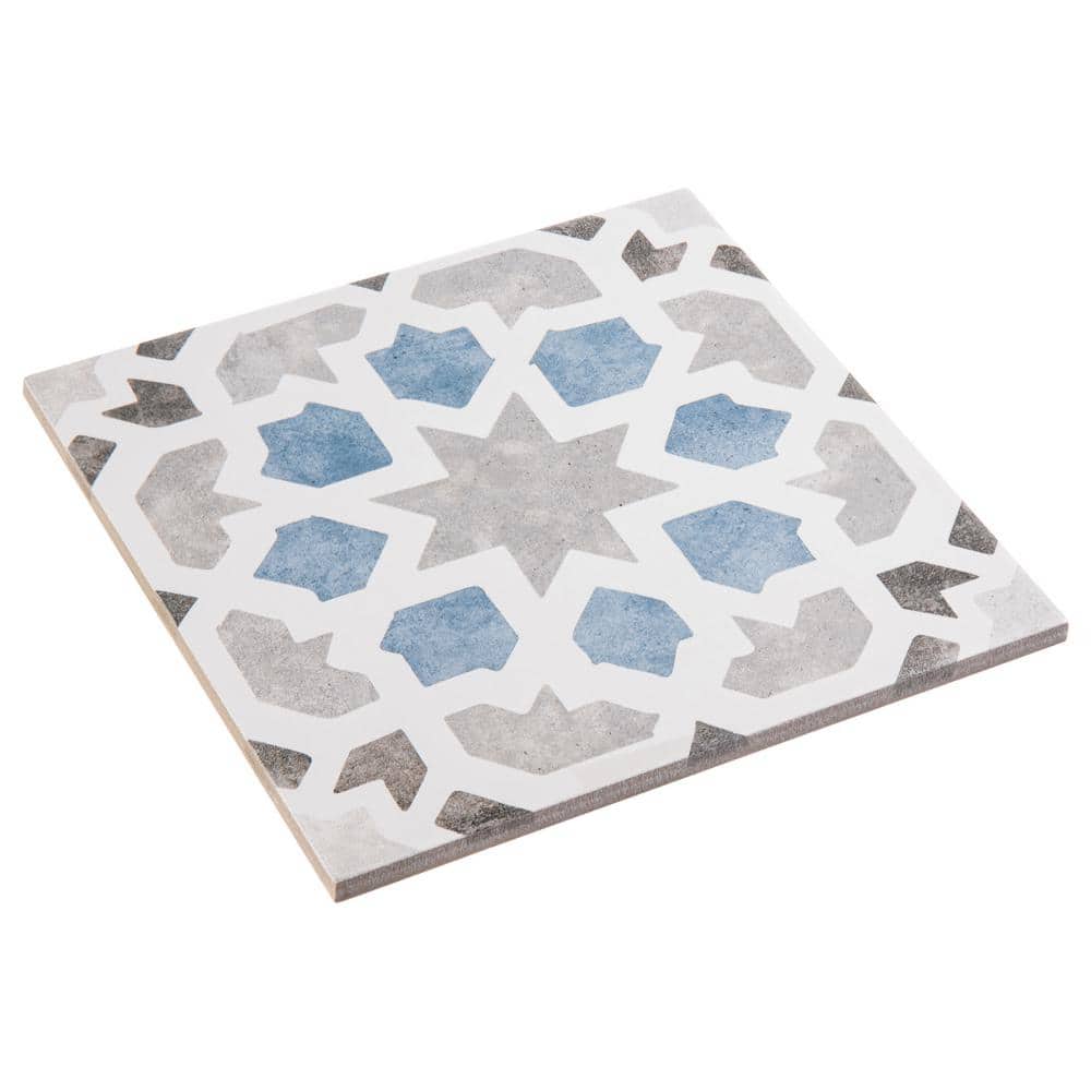 Luv Charmed Blue and Gray 8" Glazed Porcelain Tile