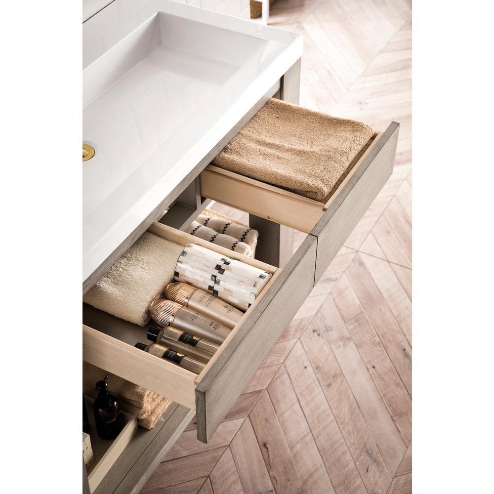 Platinum Ash 39" Freestanding Single Vanity with Mineral Composite Top