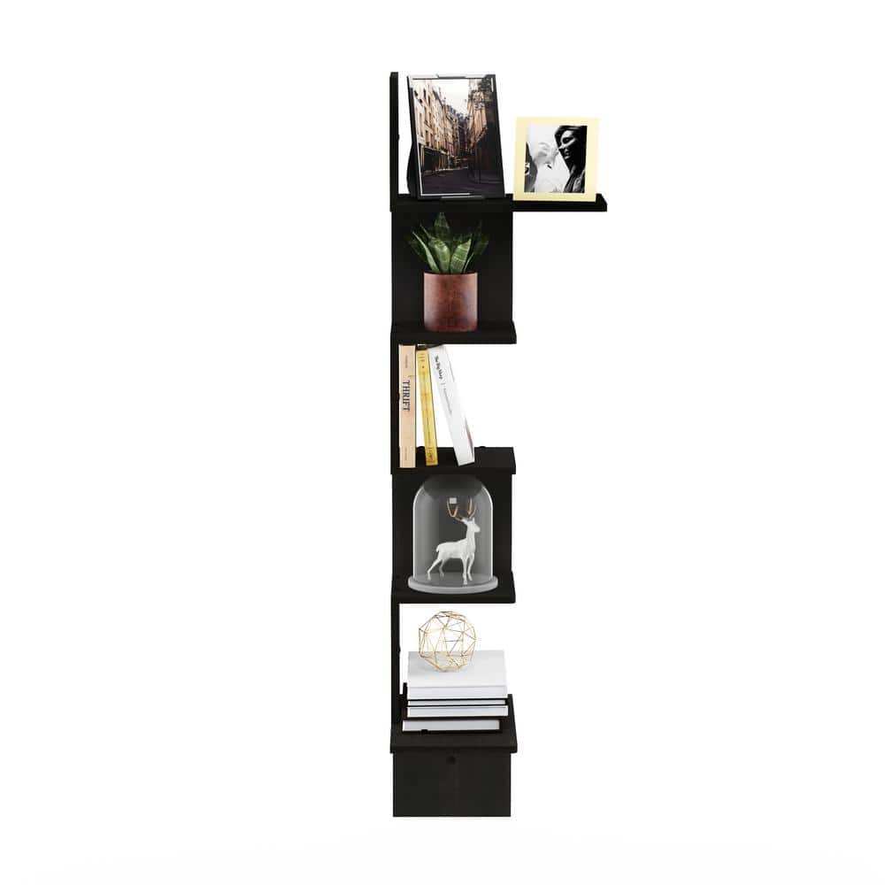 Espresso MDF Modern 5-Tier Floating Wall Shelf
