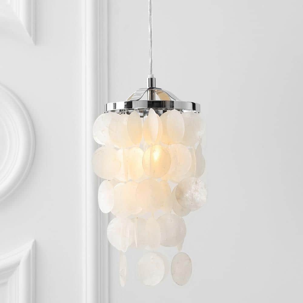 Cayla 7" White Glass LED Drum Pendant Chandelier