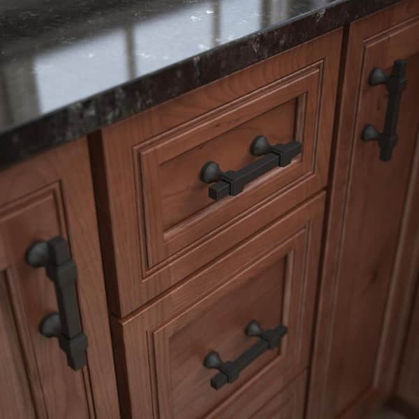 Stepped Square Adjusta-Pull 1-3/8 to 4 in. (35-102 mm) Classic Matte Black Adjustable Cabinet Drawer Pull