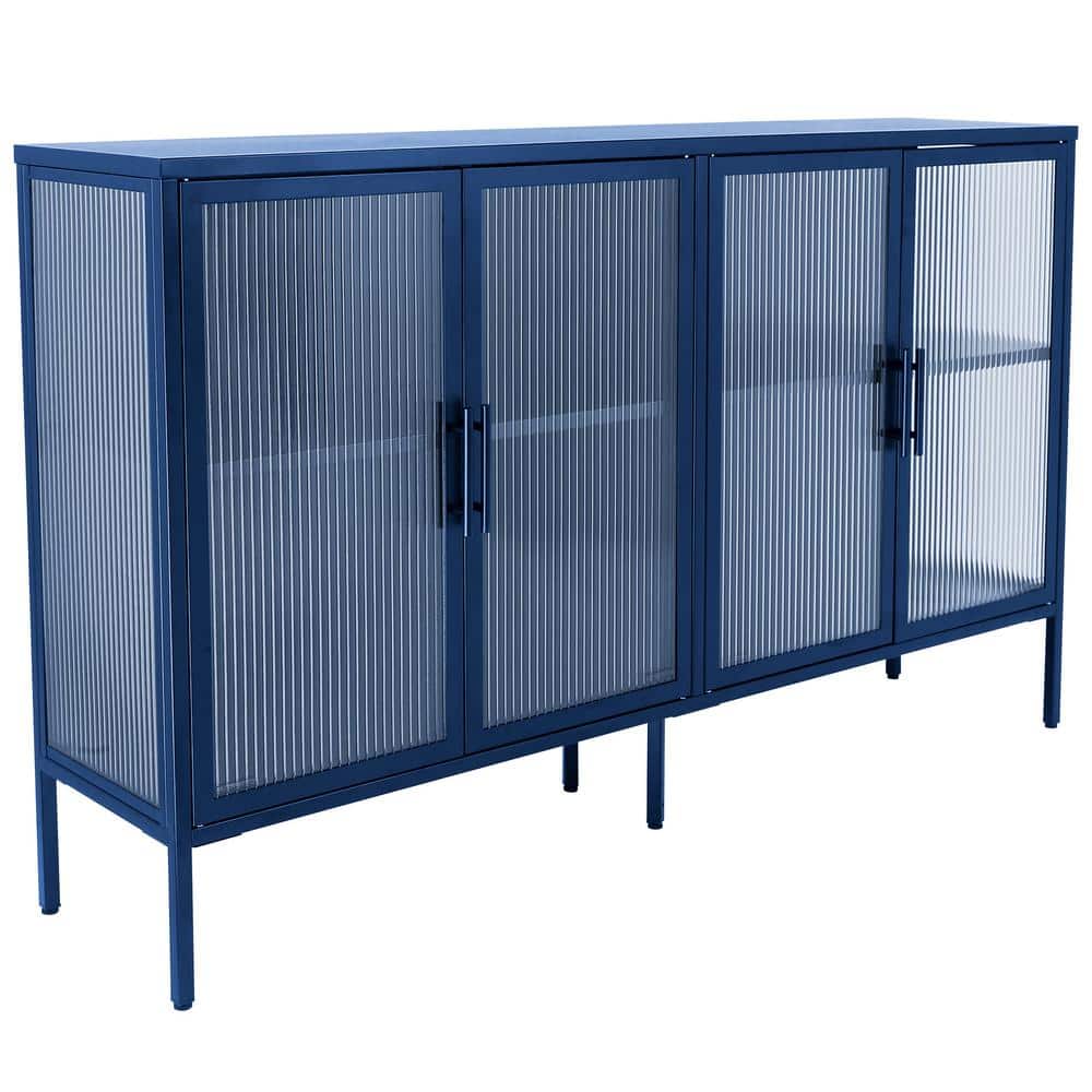 59.17 in. W x 13.86 in. D x 35.91 in. H Bathroom Blue Linen Cabinet