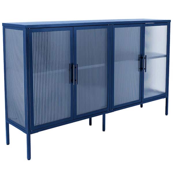 Unbranded 59.17 in. W x 13.86 in. D x 35.91 in. H Bathroom Blue Linen Cabinet