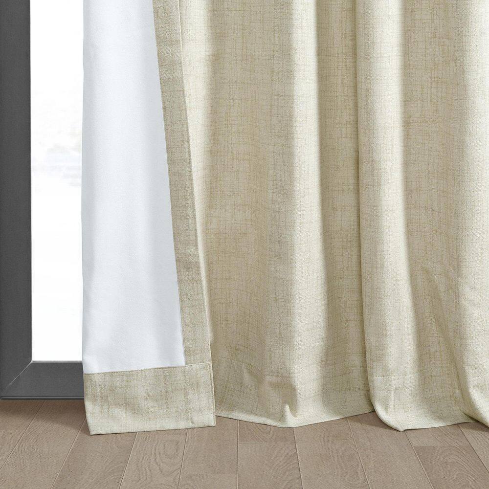 Natural Light Beige Linen Weave Blackout Curtain Panel, 50W x 84L