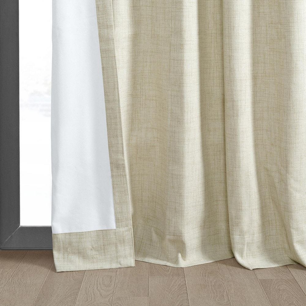 Natural Light Beige Linen Weave Blackout Curtain Panel, 50W x 96L