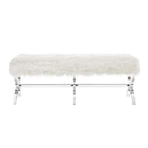 Amelia Cream 48 in. Faux Fur Bedroom Bench Backless Upholstered