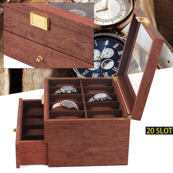 YIYIBYUS 12 Slots Vintage Wooden Watch Box Jewelry Display Storage Case  OT-ZJGJ-3506 - The Home Depot