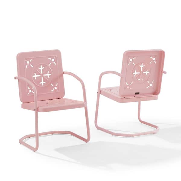 CROSLEY FURNITURE Azalea Pink Metal Outdoor Lounge Chair Set of 2