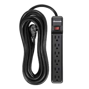25 ft. 6-Outlet Surge Protector Power Strip, 500 Joules, Black