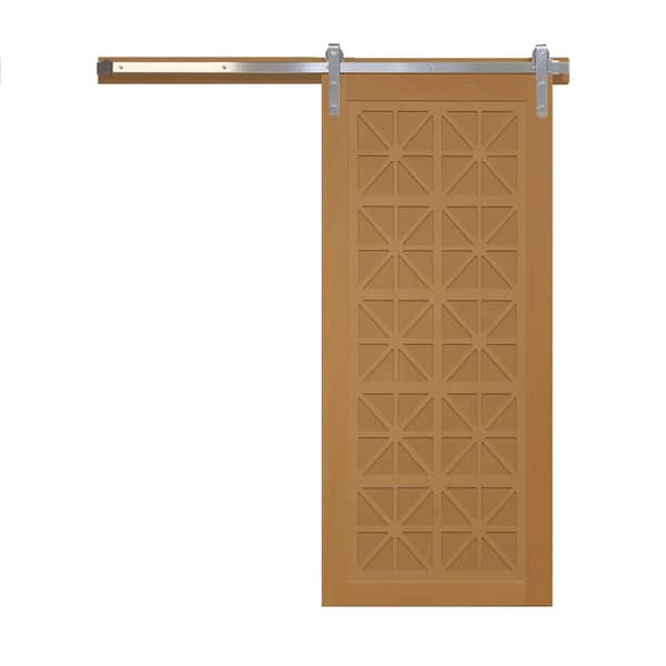 VeryCustom 42 in. x 84 in. Lucy in the Sky Sands Wood Sliding Barn Door with Hardware Kit in Stainless Steel