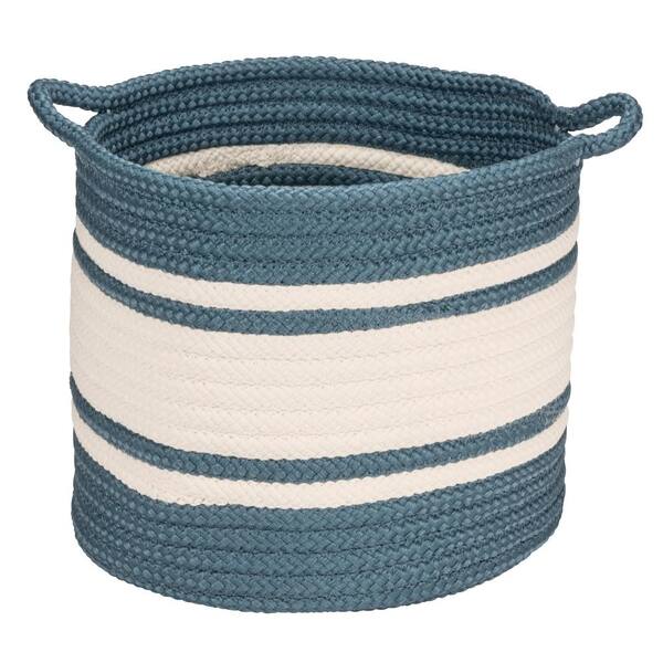 Colonial Mills Outland 14 in. x 14 in. x 12 in. Blue Round Braided Basket