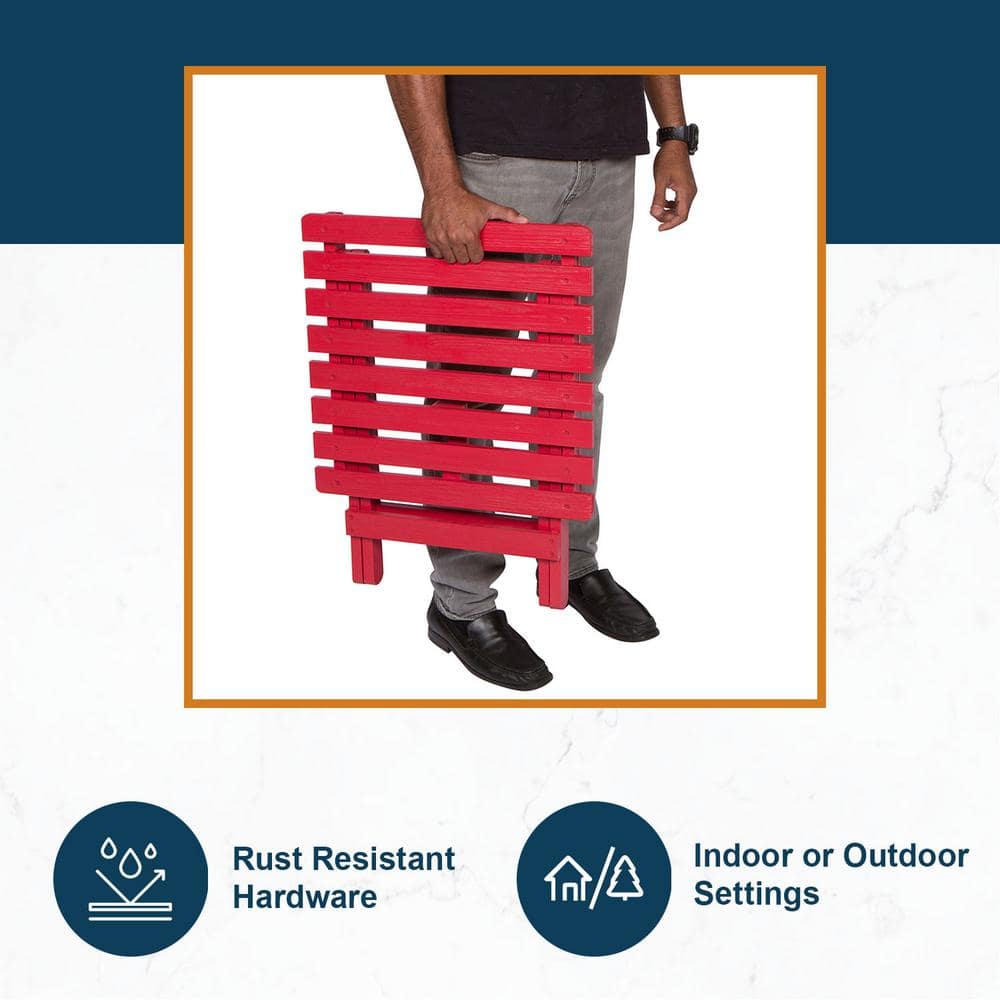 Chili Red Cedar Wood Folding Outdoor Side Table