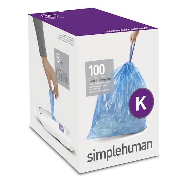 simplehuman 9.25-12 Gal. Custom Fit Trash Can Liner Code K Recycling (100-Count)