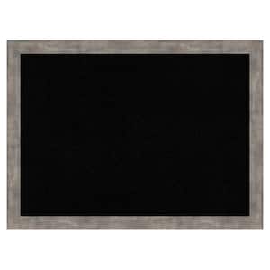 Marred Pewter Wood Framed Black Corkboard 31 in. x 23 in. Bulletin Board Memo Board