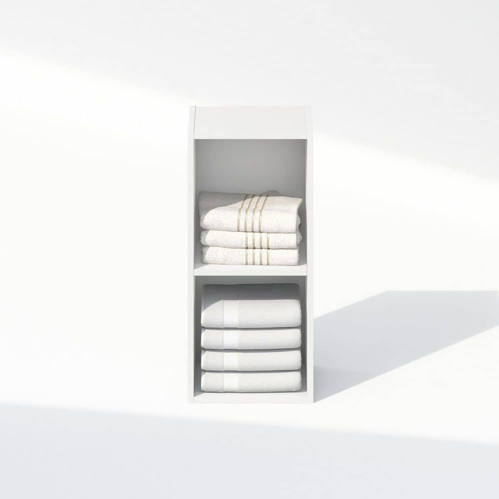 White Laminated 2-Tier Freestanding Wood Storage Shelf