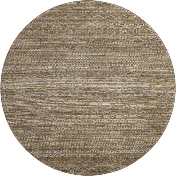 Mayfield Premium Machine Washable Abstract AMF2150 Chocolate 8 ft. x 8 ft. Round Rug