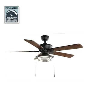 Norwood 52 in. Indoor/Outdoor LED Matte Black Damp Rated Downrod Ceiling Fan with Light Kit and 5 Reversible Blades