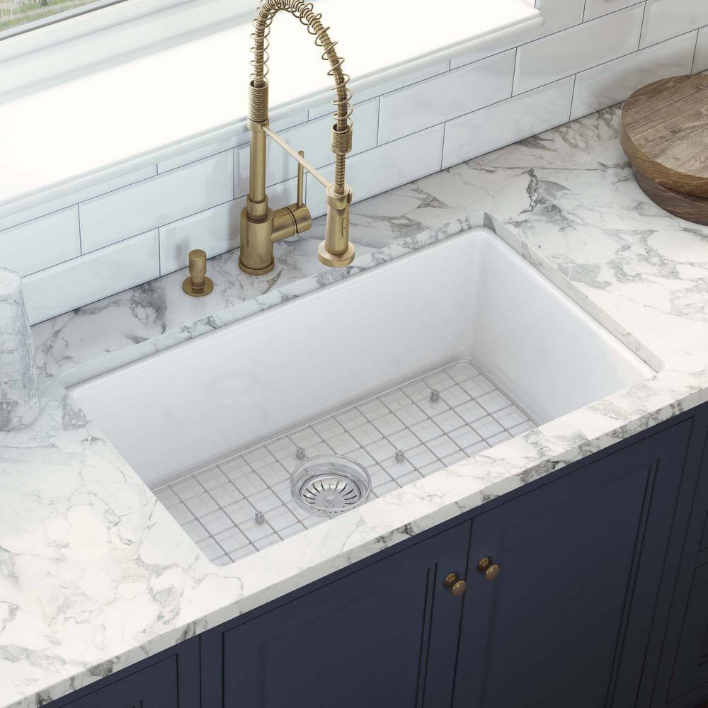 Ruvati 30 in. Single Bowl Dualmount Fireclay Kitchen Sink in White ...