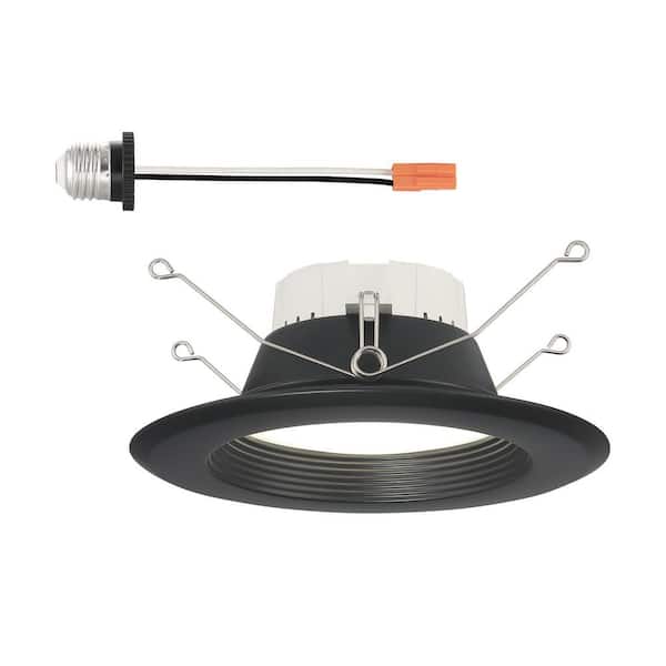 EnviroLite 5 in./6 in. Selectable CCT Integrated LED Black Baffle Recessed Trim