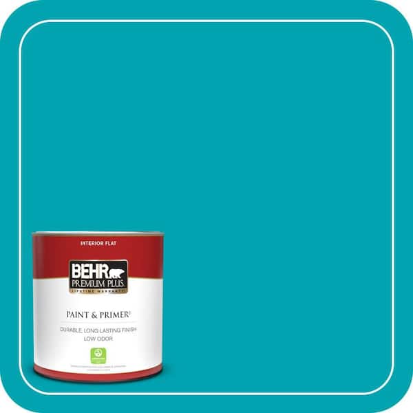 BEHR PREMIUM PLUS 1 qt. #510B-6 Blue Jewel Flat Low Odor Interior Paint & Primer