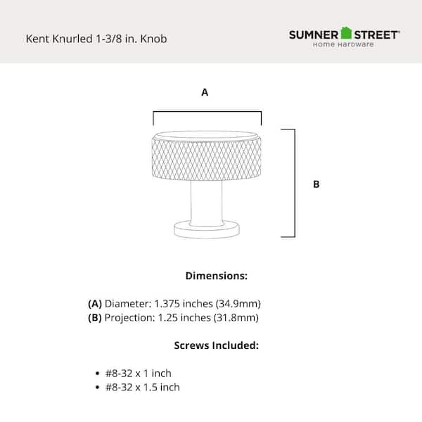 Sumner Street Home Hardware Kent Knurled 1-3/8 in. Satin Brass