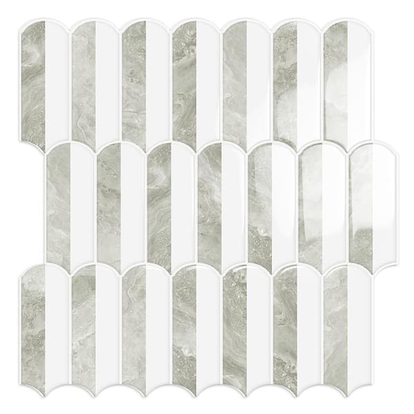 Beige Peel and Stick Backsplash Tiles 12 in. x 12 in. Self-Adhesive Vinyl Wall Tile for Kitchen, Bathroom, RV (10-Pack)