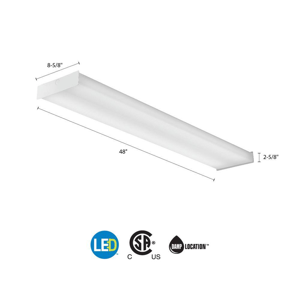 EcoBright White 3500K LED Wraparound Light, 4ft Steel Fixture