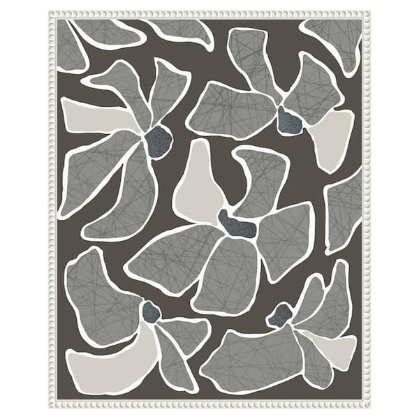 Amanti Art Grey Flower Blooms II by Regina Morre 23 in. W x 28 in. H. Canvas Wall Art Print Framed in White