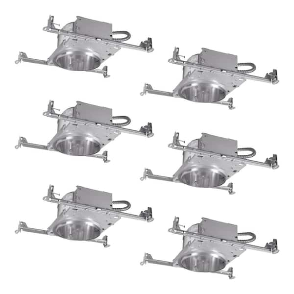 HALO H27 6 in. Aluminum Recessed Lighting Housing for New Construction Shallow Ceiling, Insulation Contact, Air-Tite (6-Pack)