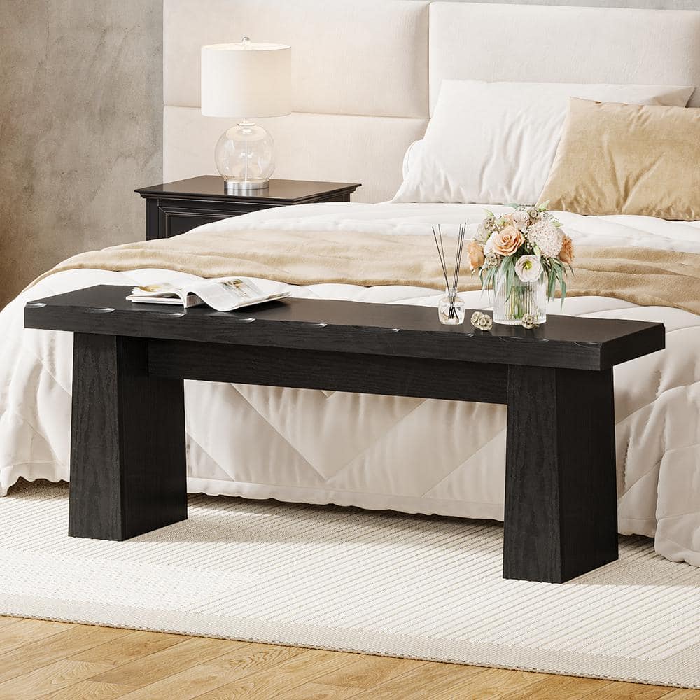 BYBLIGHT Black Entryway Bench Dinning Bench 47.24 in. Modern