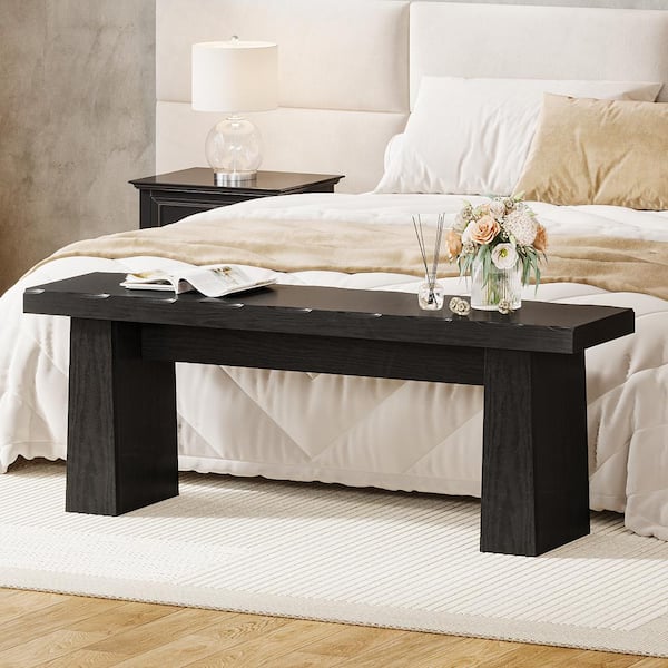 BYBLIGHT Black Entryway Bench Dinning Bench 47.24 in. Modern Shoe Bench, Indoor Bedroom Bench w/ Heavy Duty Legs for Living Room