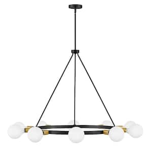 Orla 10-Light Black Wagon Wheel Chandelier