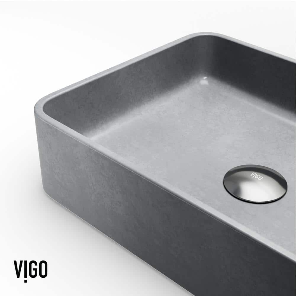 Gray Concrete Rectangular Vessel Bathroom Sink, 16" x 12"