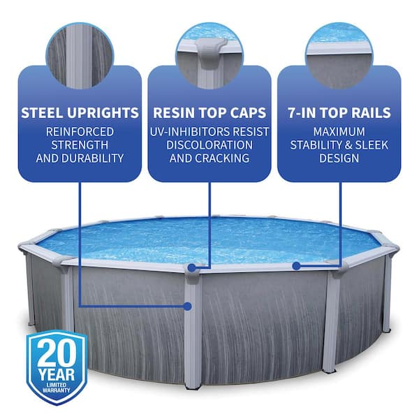 Blue Wave Martinique 15 ft. Round x 52 in. Deep Metal Wall Blue Wave Martinique 15 ft. Round x 52 in. Deep Metal Wall