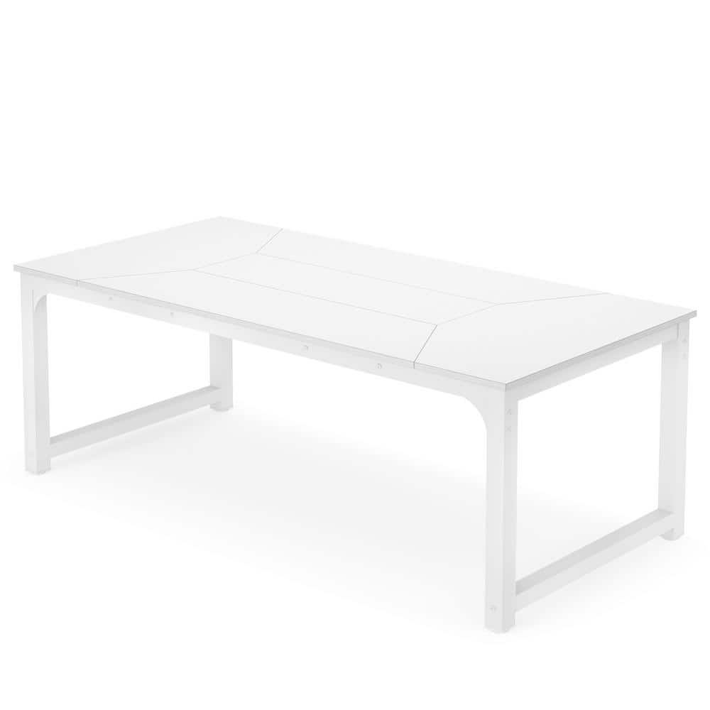 78.7 in. Rectangular White Engineered Wood Large Computer Desk Excutive Office Desk for Home Office - Thumbnail 3