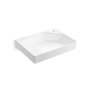 Spacity 24 in. W x 4.75 in. D Fireclay Vanity Top in White with White Specialty Single Sink