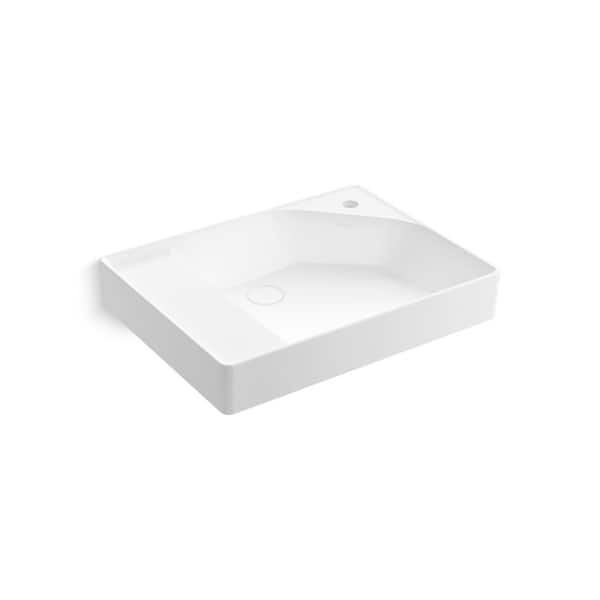 KOHLER Spacity 24 in. W x 4.75 in. D Fireclay Vanity Top in White with White Specialty Single Sink