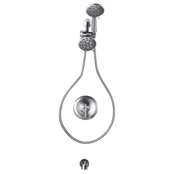 Single Handle 7-Spray Tub and Shower Faucet 1.8 GPM in. Brushed Nickel Valve Included