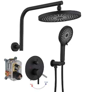 Single Handle 3-Spray Rain Shower Head Round Shower Faucet 2.5 GPM with High Pressure in. Matte Black(Valve Included)