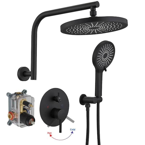 Single Handle 3-Spray Shower Faucet 2.5 GPM with High Pressure in Matte Black