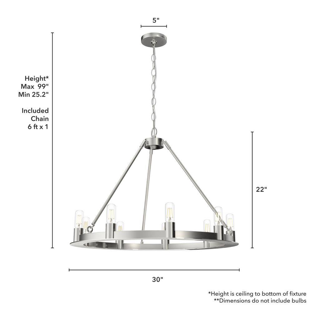 Brushed Nickel 30-Inch 9-Light Drum Chandelier