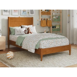 Pasadena Light Toffee Natural Bronze Solid Wood Frame Twin Low Profile Platform Bed