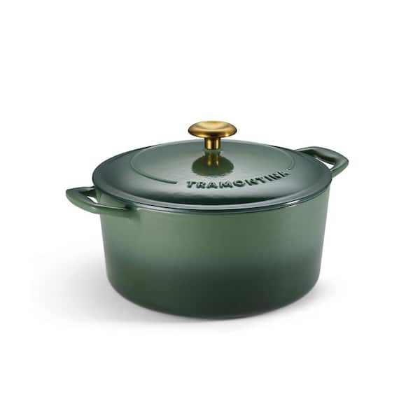 5.5 qt. Enameled Cast Iron Oval Dutch With Lid-Cactus with Gold Knob