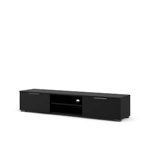 Match 68 in. Black Matte Engineered Wood TV Stand Fits TVs Up to 45 in. with Cable Management