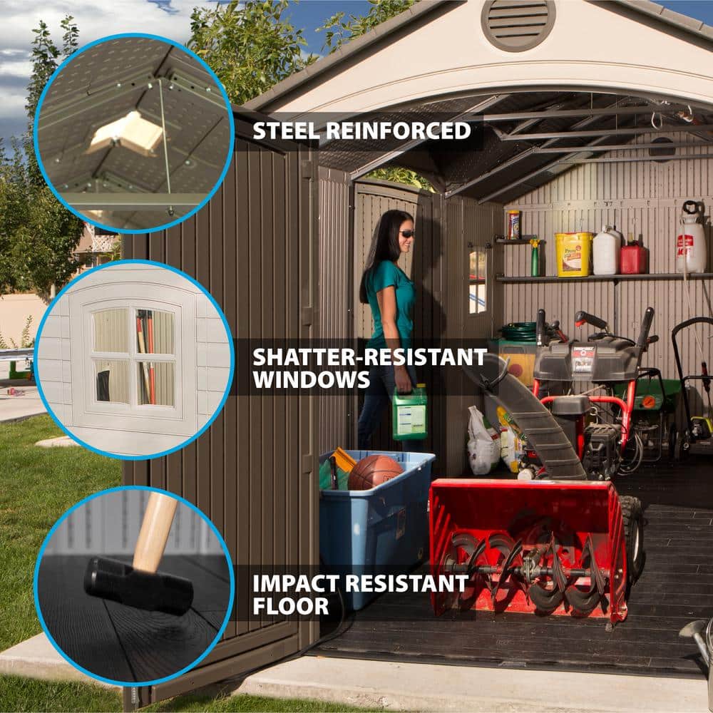 Beige Dual Entry 15' x 8' Outdoor Storage Shed with Windows