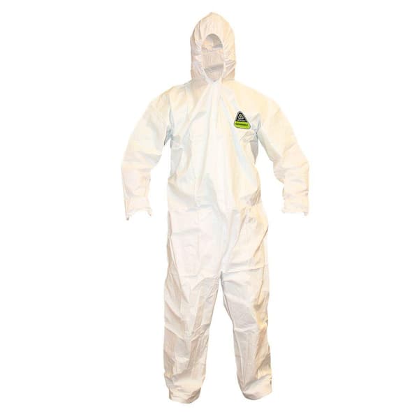 Cordova Defender II Microporous Men's Large White Hooded Coveralls