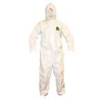 Defender II Male Extra-Large White Coveralls with Attached Hood