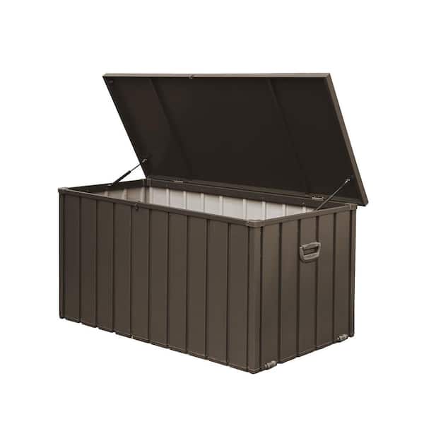 190 Gal. Galvanized Steel Lockable Outdoor Deck Box Brown